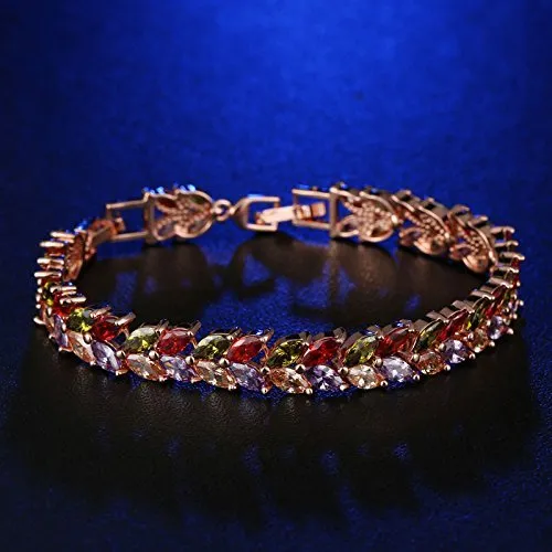 Bracelets Yellow Chimes Yellow Chimes Queen Tiara Swiss Cubic Zircon Rose Gold Plated Bracelet for Women and Girls