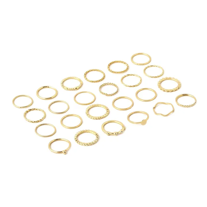 Bracelets Yellow Chimes Yellow Chimes Rings for Women and Girls Aesthetic Stack Ring Set Gold Plated Aesthetic Knuckle Rings Set Birthday Gift For girls and women Anniversary Gift for Wife