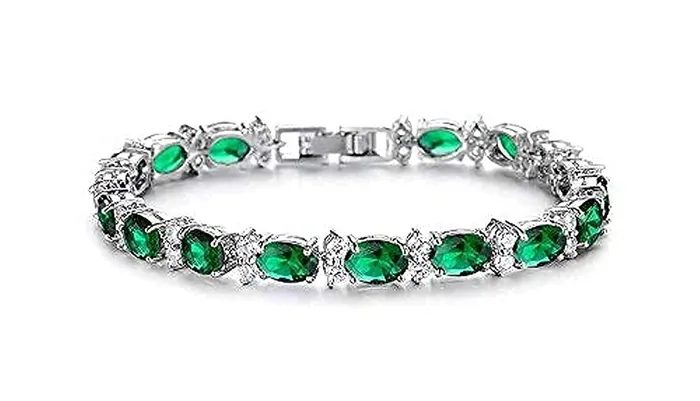 Bracelets Yellow Chimes Yellow Chimes Women Crystal Bracelets Silver Toned Bracelets For Women Green CZ Crystals Bracelet For Woman Birthday Gift for Girls Women Anniversary Gift for Wife Bracelets Yellow Chimes Yellow Chimes Women Crystal Bracelets Silver Toned Bracelets For Women Green CZ Crystals Bracelet For Woman Birthday Gift for Girls Women Anniversary Gift for Wife