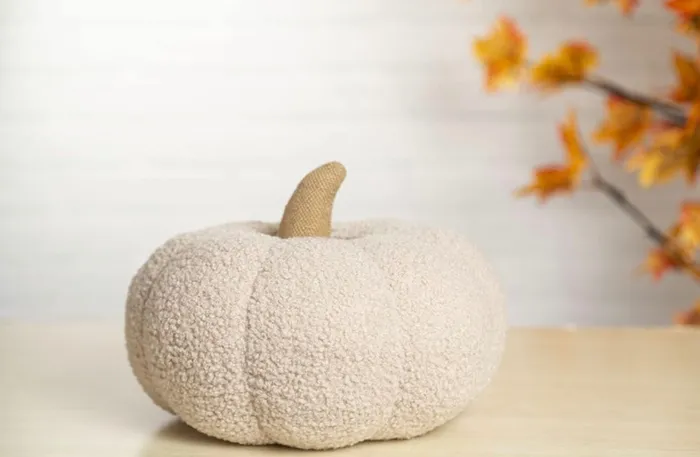 Candlewick Gift Shop Earrings Sherpa Pumpkin Cushion Cream