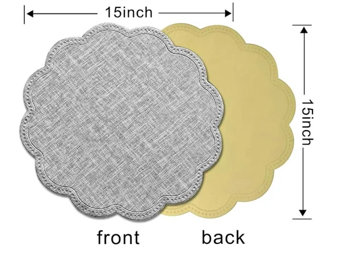 Candlewick Gift Shop Rings Scalloped Edge Round Grey Placemat
