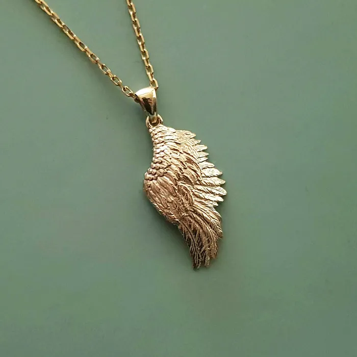 carre dor Necklaces 14k 18k gold angel wing pendant necklace 1 Medium