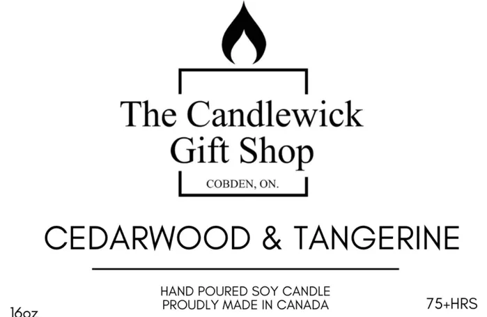 Cedarwood Tangerine 16oz Cobden Candle Candlewick Gift Shop Earrings
