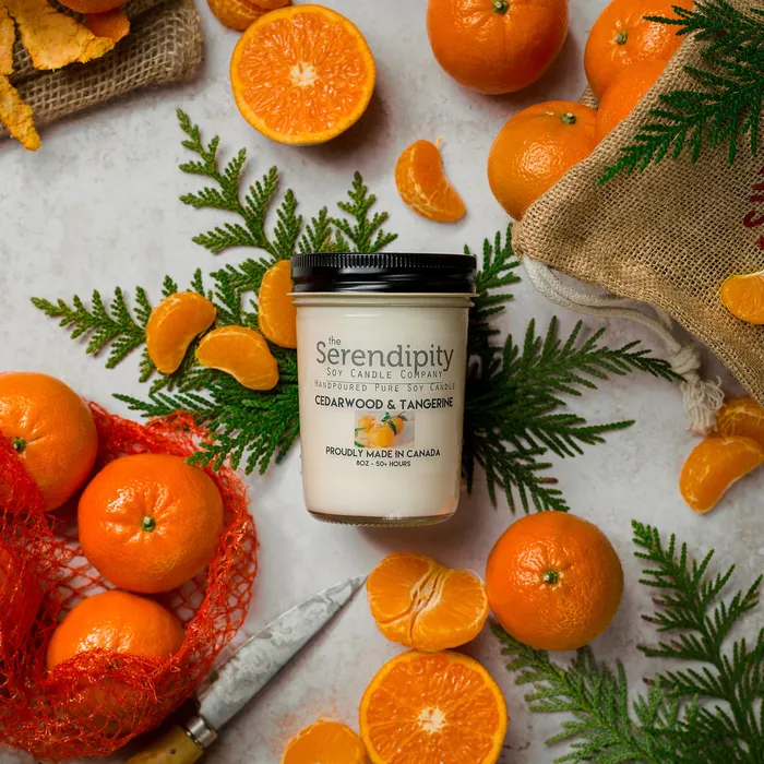 Cedarwood Tangerine 16oz Cobden Candle Candlewick Gift Shop Earrings