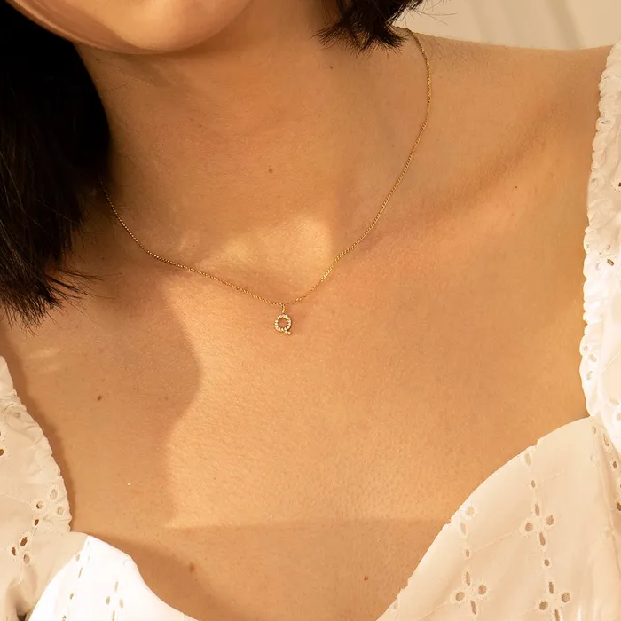 Charm Necklaces AURELIE GI Q Diamond Initial Charm