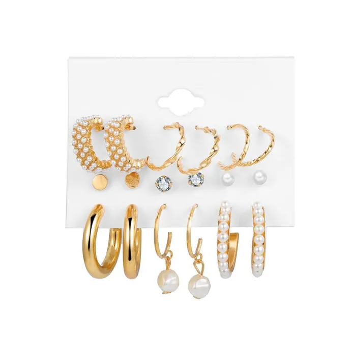 Combo Gold Toned 9 Pair Earrings for Women Studs Hoops 55 cm08 cm Gift Ready Gold Yellow Chimes Rings Combo Gold Toned 9 Pair Earrings for Women Studs Hoops 55 cm08 cm Gift Ready Gold Yellow Chimes Rings
