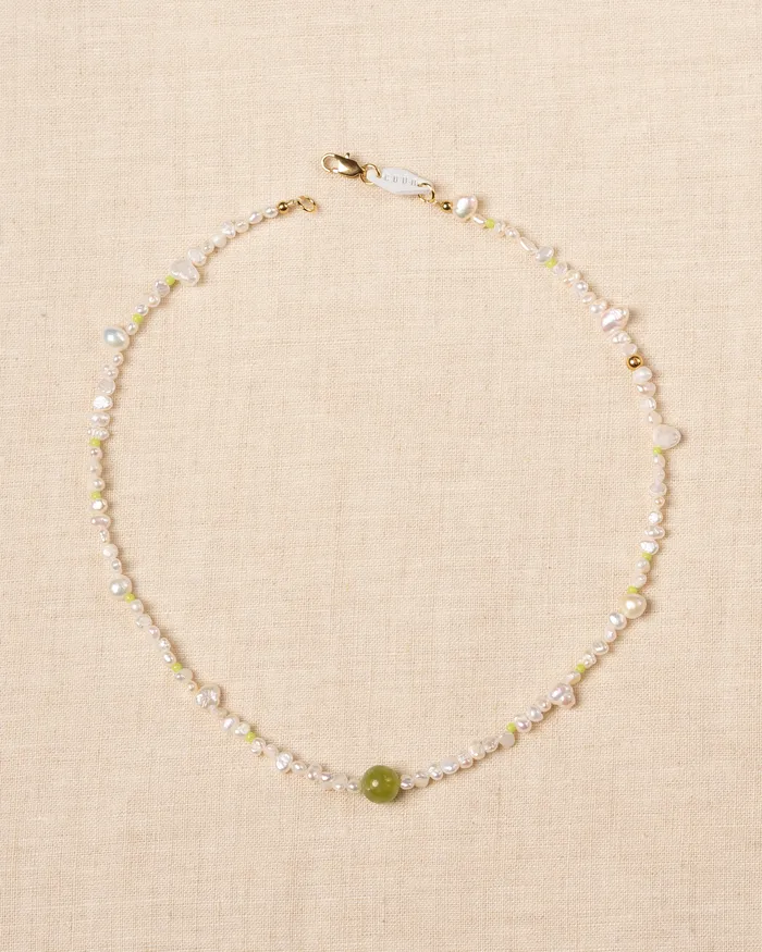 CUN Necklaces Vireo Olivine Beaded Pearl Necklace