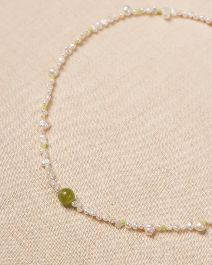 CUN Necklaces Vireo Olivine Beaded Pearl Necklace