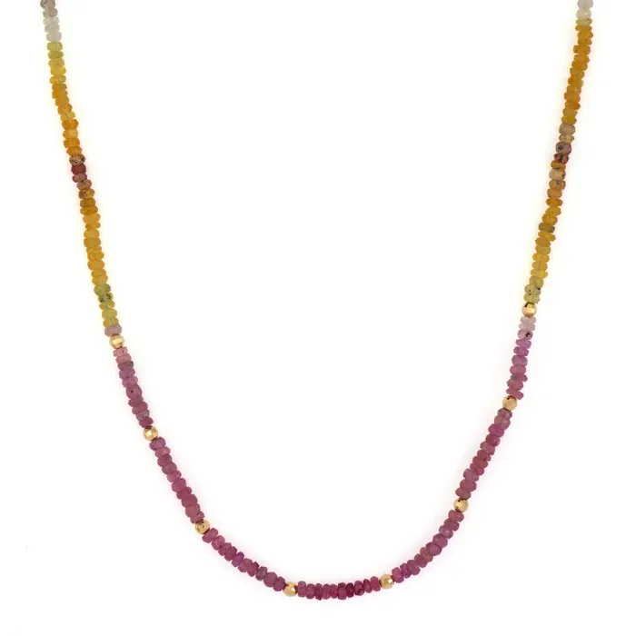 Delicate MultiColored Sapphire Beaded Chain Three Stories Jewelry Necklaces