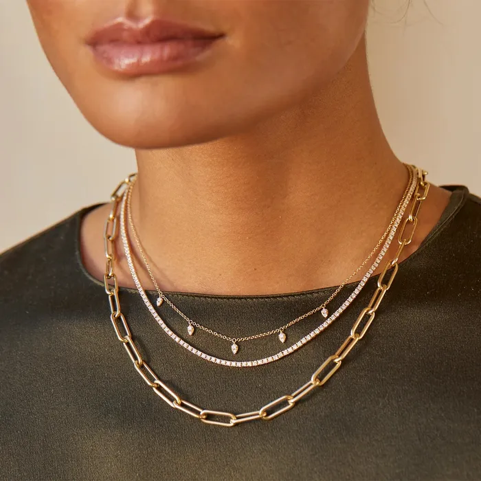 DIAMOND 5 TEARDROP CHOKER NECKLACE ef collection Necklaces