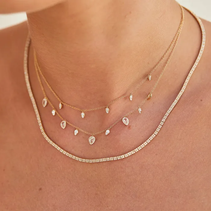DIAMOND 5 TEARDROP CHOKER NECKLACE ef collection Necklaces