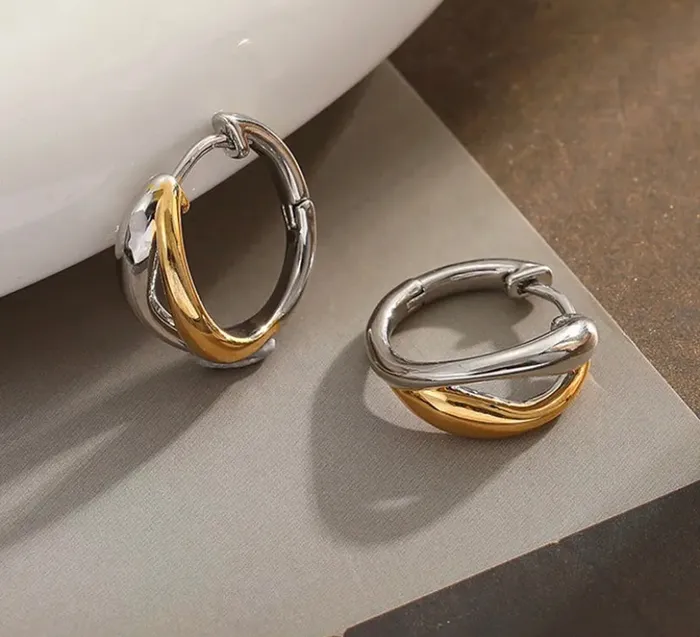 Double Chunky Steel Hoop Earrings Get Signatured Earrings