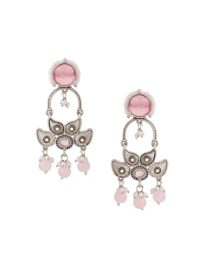 Drop Earrings Silver Oxidised Pink Stone with Elegant Design 77cm Traditional Style Silver Yellow Chimes Earrings Drop Earrings Silver Oxidised Pink Stone with Elegant Design 77cm Traditional Style Silver Yellow Chimes Earrings