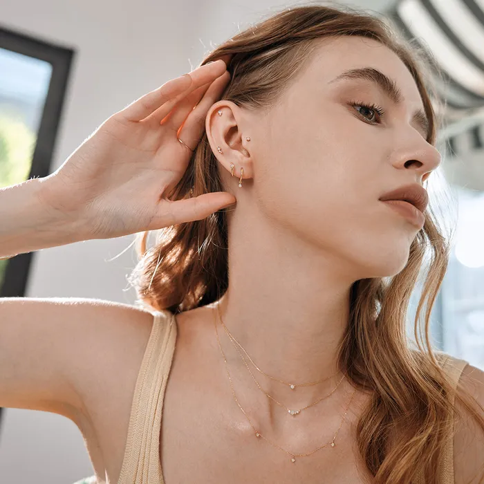 Earrings AURELIE GI ZENA Single Opal And Diamond Threadless Flatback Earring