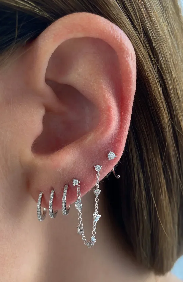 Earrings ef collection Double Stud Prong Set