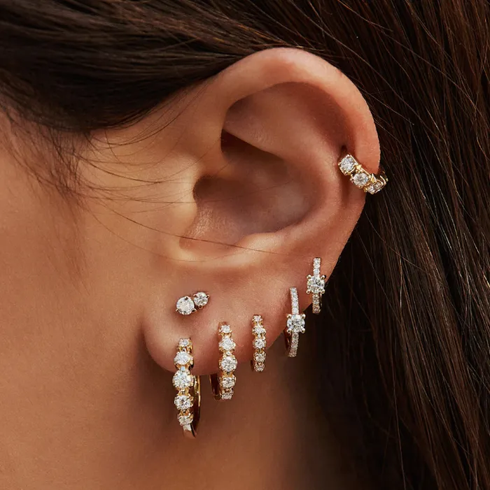 Earrings JACQUIE AICHE SMALL PRONG PAVE DIAMOND MINI HOOP