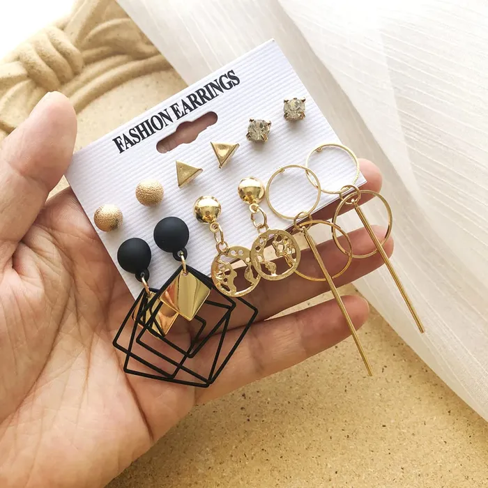 Earrings Kairangi Kairangi Combo Earrings for Women Set of 6 Pairs Gold Plated Geometric Shapes Stud Drop Earrings Set For Women and Girls Earrings Kairangi Kairangi Combo Earrings for Women Set of 6 Pairs Gold Plated Geometric Shapes Stud Drop Earrings Set For Women and Girls