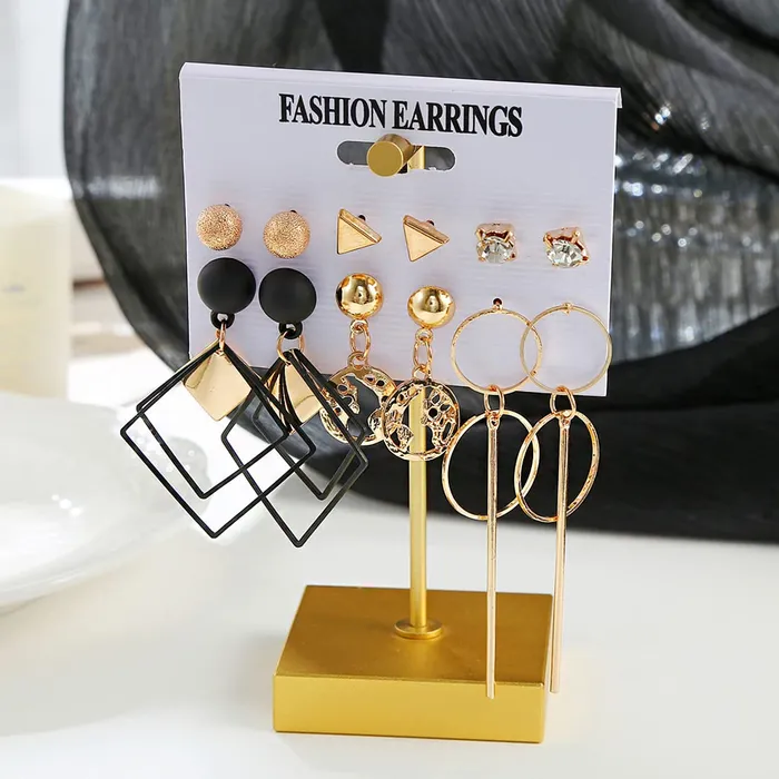 Earrings Kairangi Kairangi Combo Earrings for Women Set of 6 Pairs Gold Plated Geometric Shapes Stud Drop Earrings Set For Women and Girls