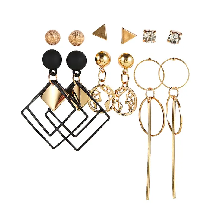 Earrings Kairangi Kairangi Combo Earrings for Women Set of 6 Pairs Gold Plated Geometric Shapes Stud Drop Earrings Set For Women and Girls