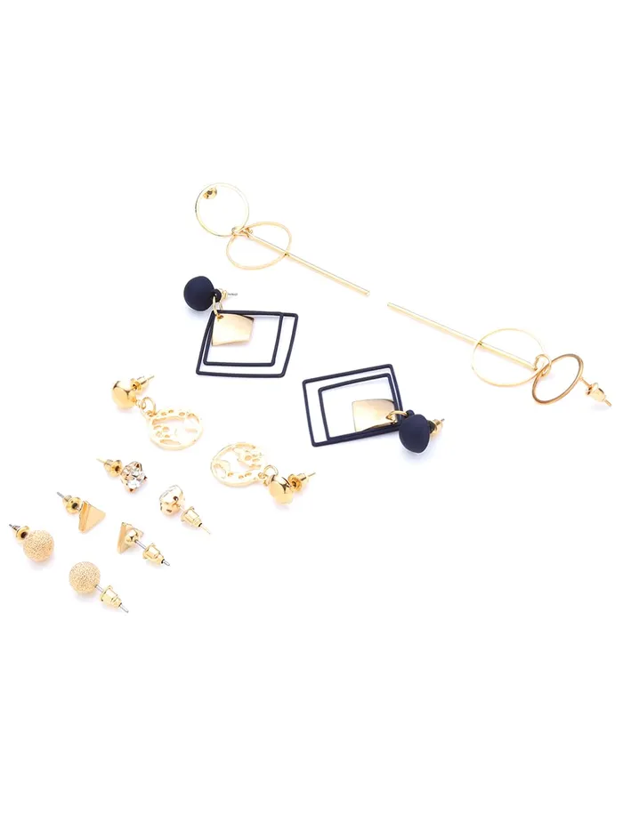 Earrings Kairangi Kairangi Combo Earrings for Women Set of 6 Pairs Gold Plated Geometric Shapes Stud Drop Earrings Set For Women and Girls