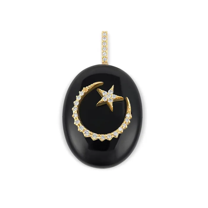 Earrings Kate Collins Jewelry Large Oval Cabochon CharmMoon Star
