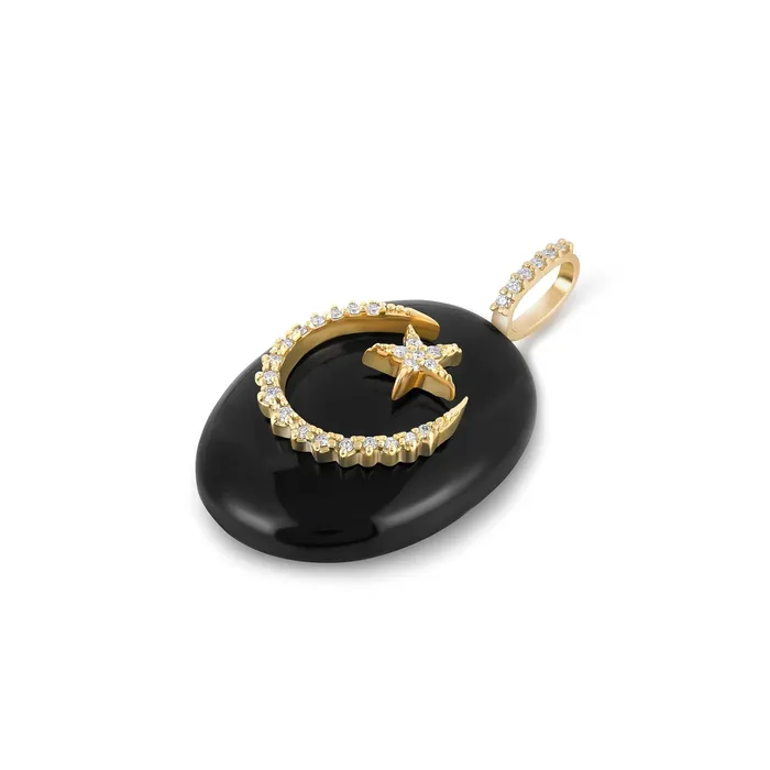 Earrings Kate Collins Jewelry Large Oval Cabochon CharmMoon Star