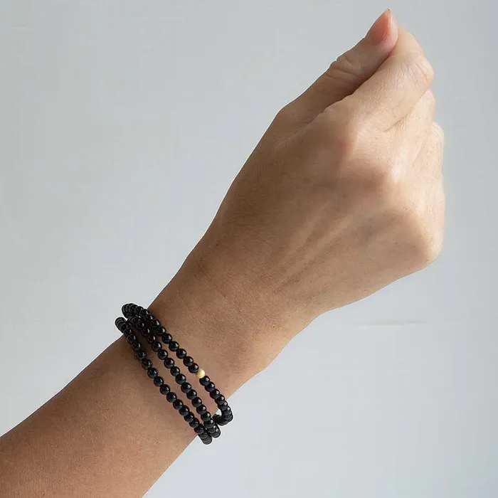 Earrings Lenny Eva Triple Wrap Armband schwarzer Achat 4mm Lenny Eva