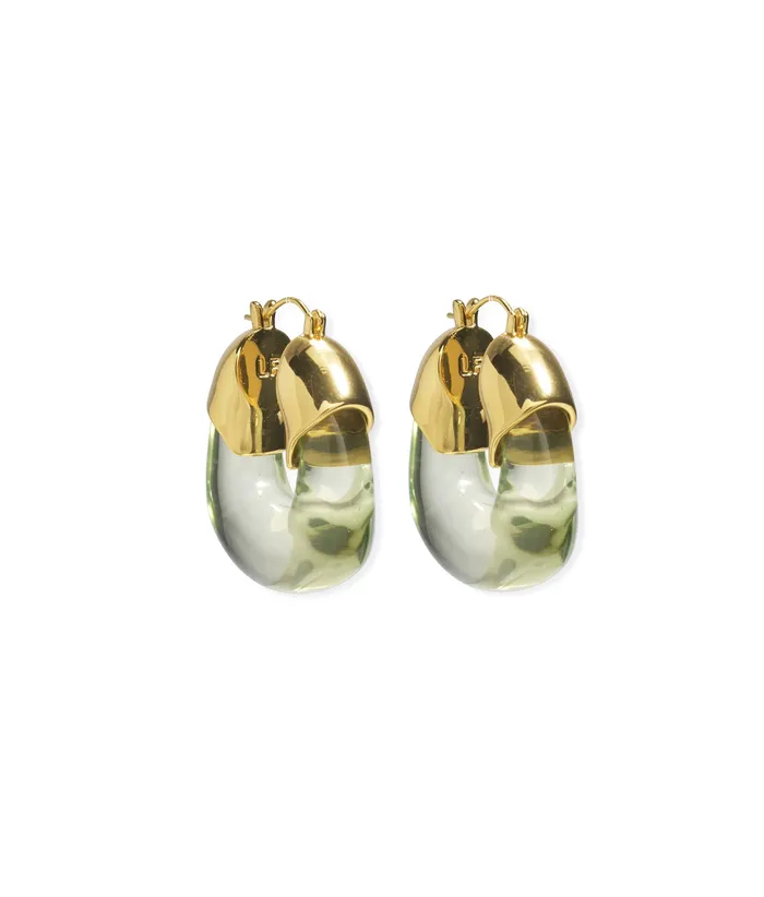 Earrings Lizzie Fortunato Organic Hoops in Lime