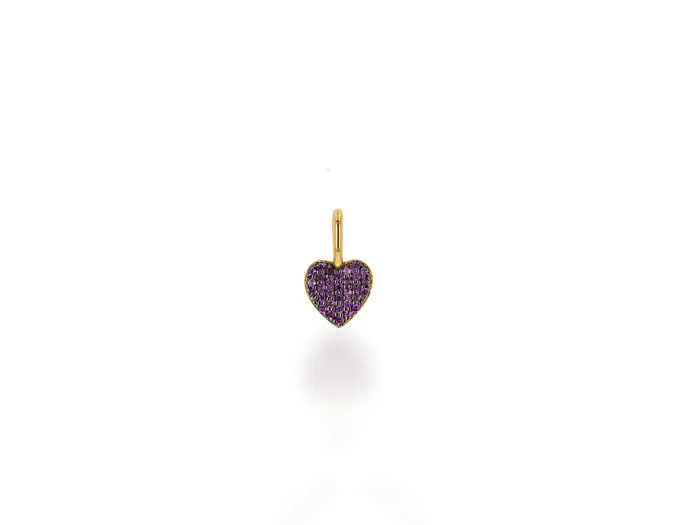 Earrings Rachel Reid Mini Amethyst Pave Heart Charm