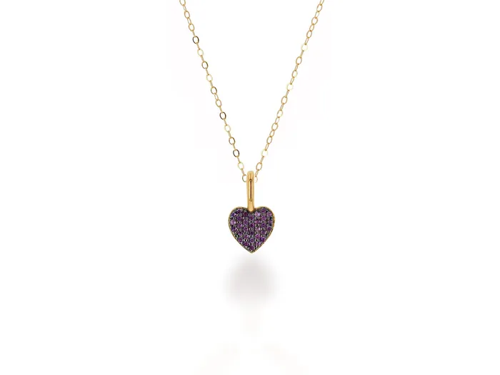 Earrings Rachel Reid Mini Amethyst Pave Heart Charm Earrings Rachel Reid Mini Amethyst Pave Heart Charm