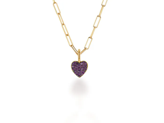 Earrings Rachel Reid Mini Amethyst Pave Heart Charm Earrings Rachel Reid Mini Amethyst Pave Heart Charm