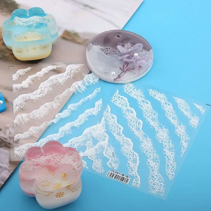 Earrings Resinarthub 3D Effect Sea Wave Painting Resin Sticker