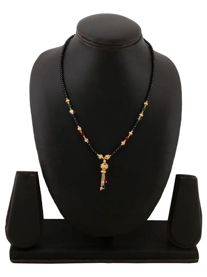 Earrings Traditional Mangalsutra Gold Plated Black Beads Pendant Necklace 445cm BlackMulticolor Yellow Chimes