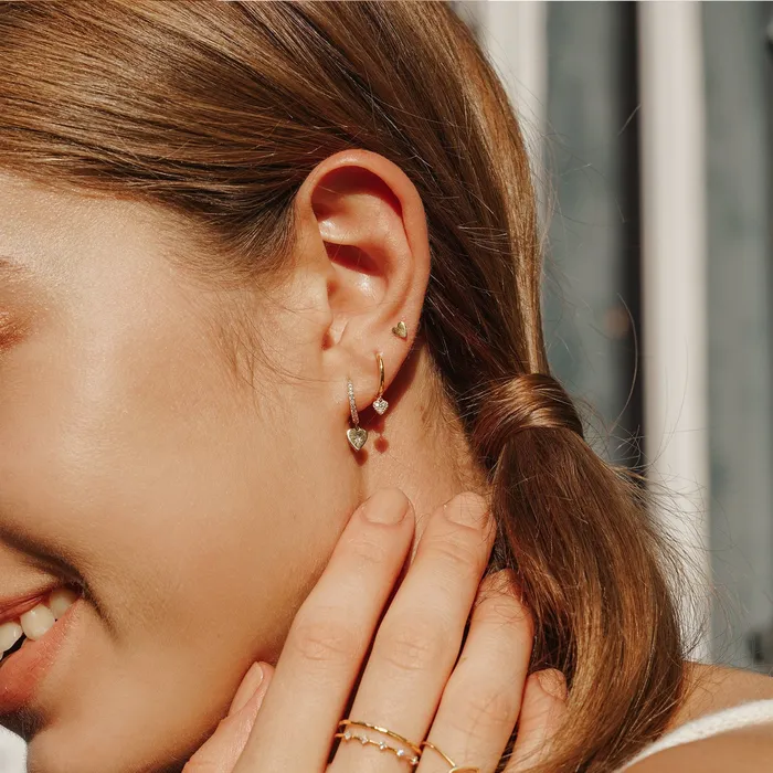 Earrings VICTORIA Single Diamond Heart Hoop AURELIE GI