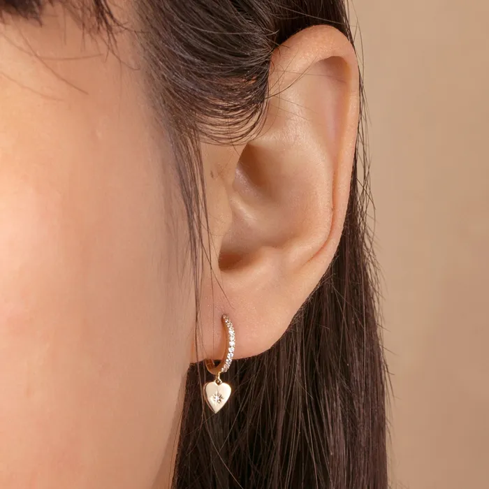 Earrings VICTORIA Single Diamond Heart Hoop AURELIE GI
