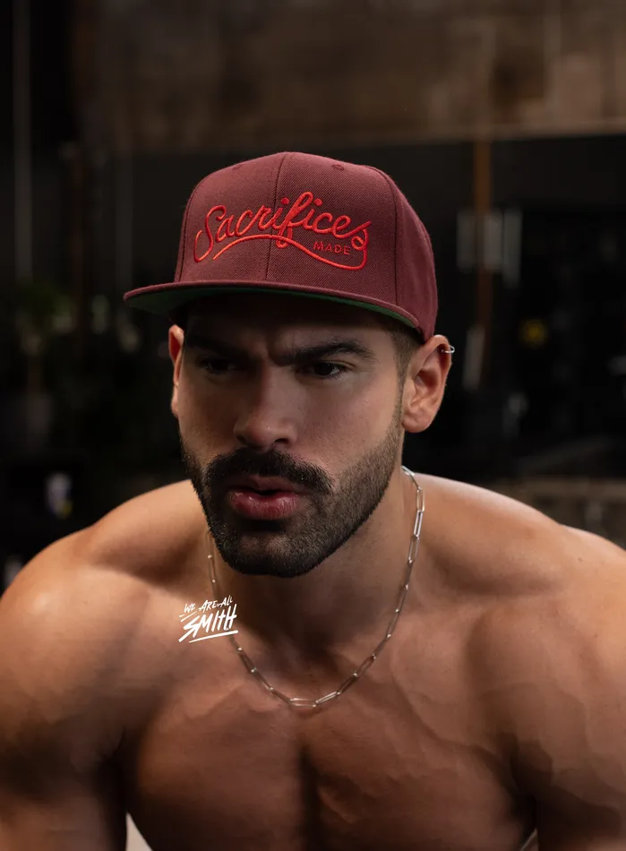 Earrings WE ARE ALL SMITH Sacrifices Made Burgundy Embroidered Hat