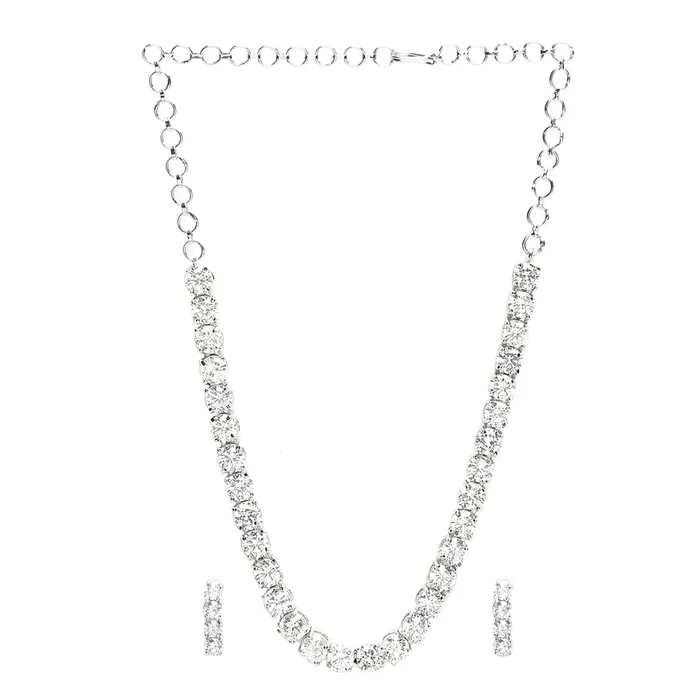 Earrings Yellow Chimes American Diamond Necklace Set For Women White Stone Silver Jewellery Set For Women Diamond Necklace Set Birthday Gift for Girls Anniversary Gift for Wife Yellow Chimes Earrings Yellow Chimes American Diamond Necklace Set For Women White Stone Silver Jewellery Set For Women Diamond Necklace Set Birthday Gift for Girls Anniversary Gift for Wife Yellow Chimes