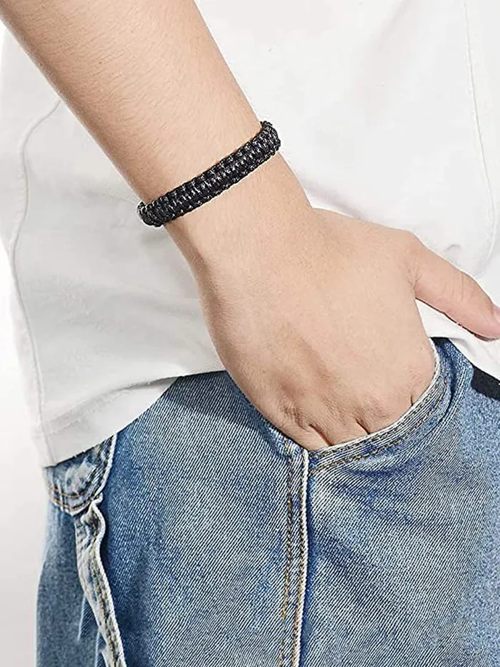Earrings Yellow Chimes Bracelet for Men Black Nylon Cord Bracelet Adjustable Thread Wrist Band Unisex Bracelet for Men and Women Yellow Chimes