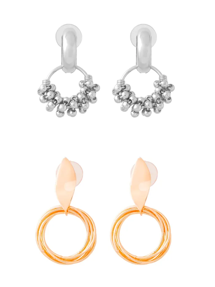 Earrings Yellow Chimes Combo Drop Earrings Set for Women Stylish Lightweight 4cm 38cm Silver Oxidised