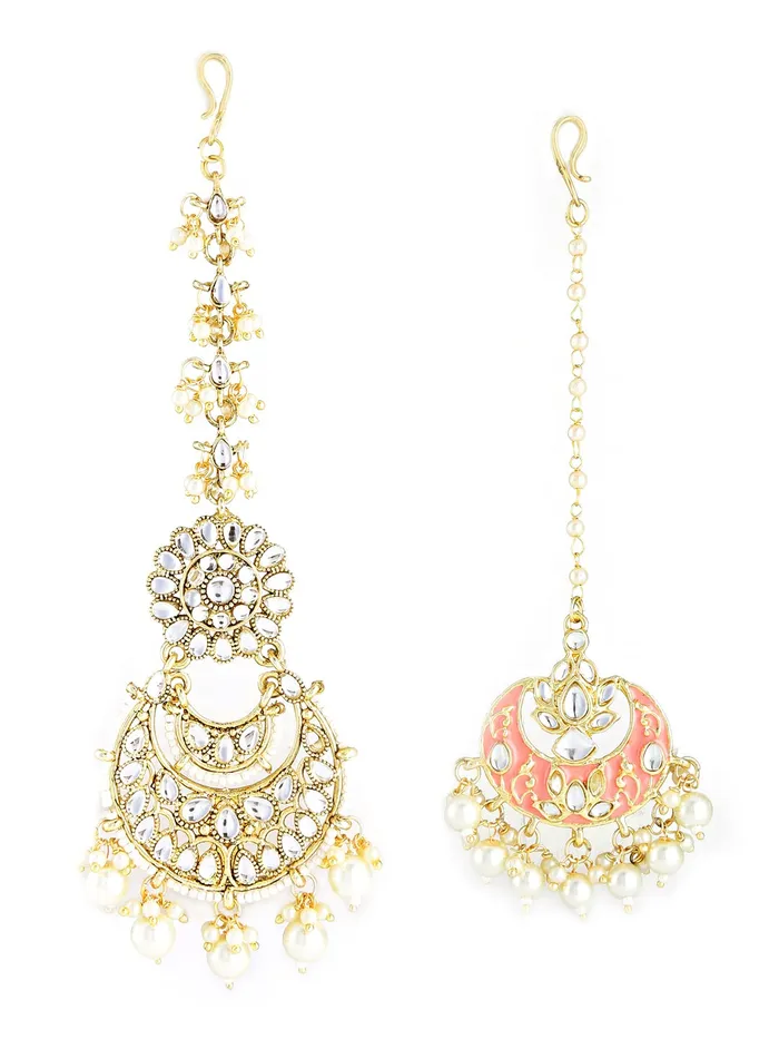 Earrings Yellow Chimes Combo of Traditional Gold Plated Studded Kundan Beads Design Ethnic Maang Tikka for Women and Girls Design 1 Yellow Chimes Earrings Yellow Chimes Combo of Traditional Gold Plated Studded Kundan Beads Design Ethnic Maang Tikka for Women and Girls Design 1 Yellow Chimes