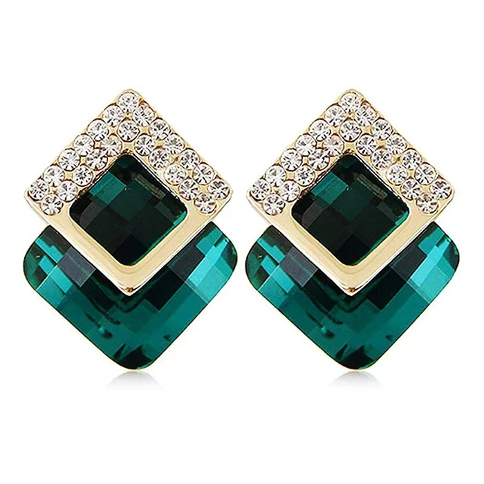 Earrings Yellow Chimes Crystal Elements Limited Edition Sparkling AAA Emerald Stunning Stud Earrings For Women Yellow Chimes Earrings Yellow Chimes Crystal Elements Limited Edition Sparkling AAA Emerald Stunning Stud Earrings For Women Yellow Chimes