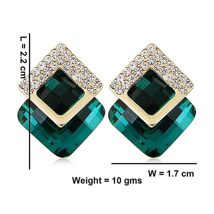 Earrings Yellow Chimes Crystal Elements Limited Edition Sparkling AAA Emerald Stunning Stud Earrings For Women Yellow Chimes