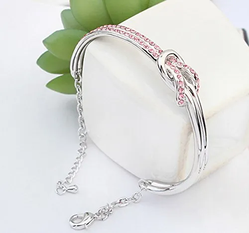 Earrings Yellow Chimes Crystals from Swarovski Platinum Plated Cute Knot Crystal Bracelet for Women and Girls Yellow Chimes