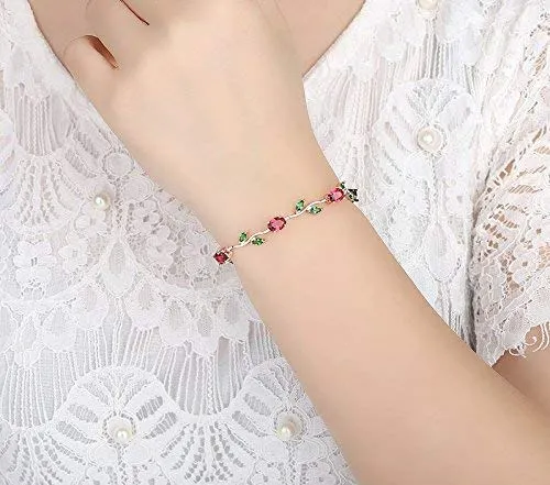 Earrings Yellow Chimes Exclusive Latest Rose Chain Swiss Zircons Designer Bracelet for Women and Girls Yellow Chimes
