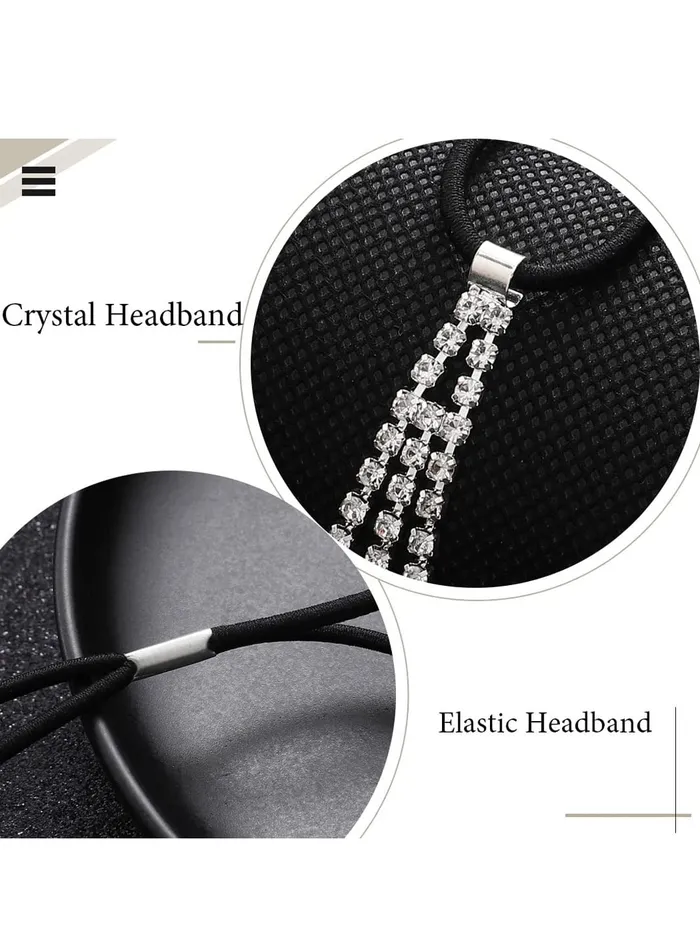 Earrings Yellow Chimes Head Chain For Women Vintage Crystal Studded Multilayered Headpeice Flapper Forehead Chain For Women and Girls Yellow Chimes