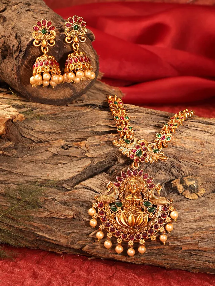 Earrings Yellow Chimes Jewellery Set for Women and Girls Gold Plated Temple Jewellery Set Traditional Accessories Jewellery for Women Birthday Gift for girls and women Anniversary Gift for Wife Yellow Chimes