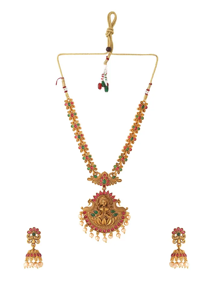 Earrings Yellow Chimes Jewellery Set for Women and Girls Gold Plated Temple Jewellery Set Traditional Accessories Jewellery for Women Birthday Gift for girls and women Anniversary Gift for Wife Yellow Chimes