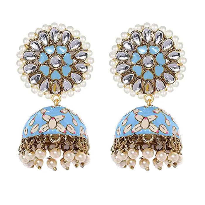 Earrings Yellow Chimes Meenakari Jhumka Earrings for Women Gold Plated Traditional Pastel Blue JhumkaJhumki Earrings for Women and Girls Yellow Chimes Earrings Yellow Chimes Meenakari Jhumka Earrings for Women Gold Plated Traditional Pastel Blue JhumkaJhumki Earrings for Women and Girls Yellow Chimes