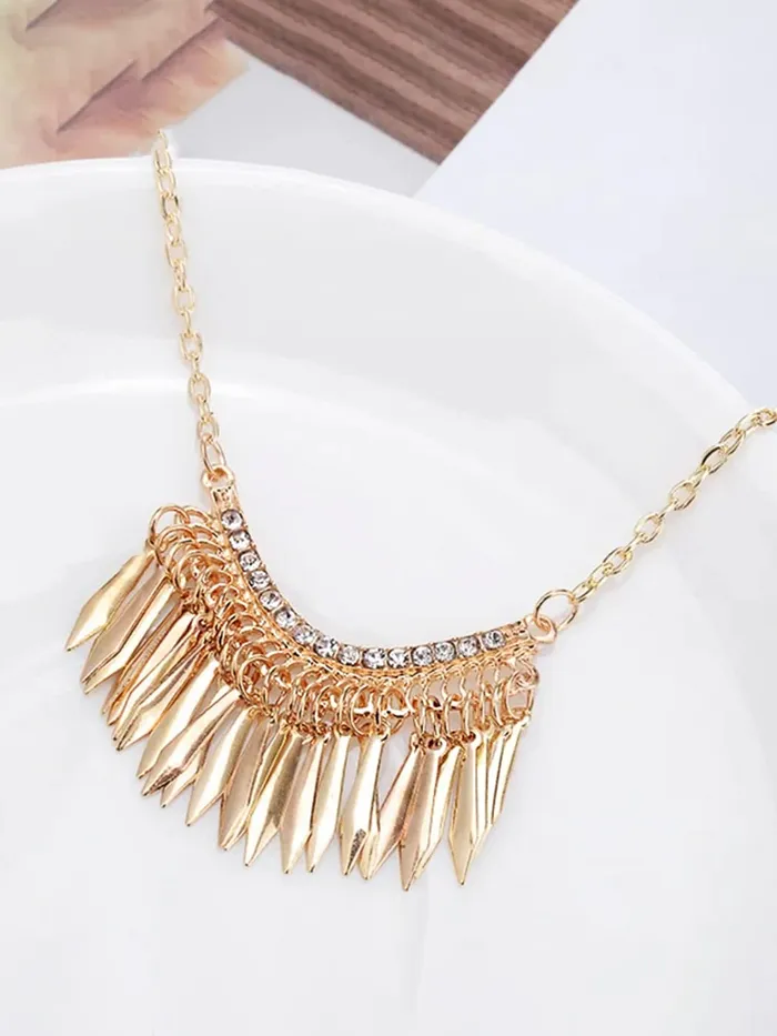 Earrings Yellow Chimes Necklace for Women and Girls Fashion Chain Necklace for Women Western Gold Plated Bohemian Long Chain Necklace Birthday Gift for Girls Women Anniversary Gift for Wife Yellow Chimes