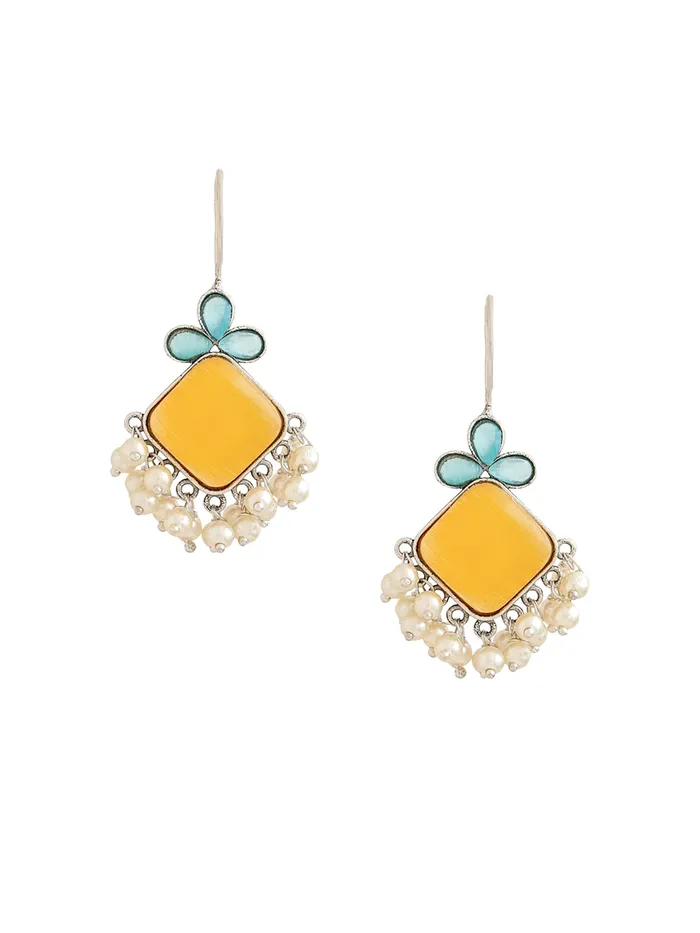 Earrings Yellow Chimes Traditional Silver Oxidised Drop Earrings Stylish Afghani Design MultiColor 35cm Earrings Yellow Chimes Traditional Silver Oxidised Drop Earrings Stylish Afghani Design MultiColor 35cm
